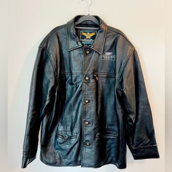 GENUINE LEATHER JACKET MILLER GENUINE DRAFT SIZE XL - Picture 1 of 7